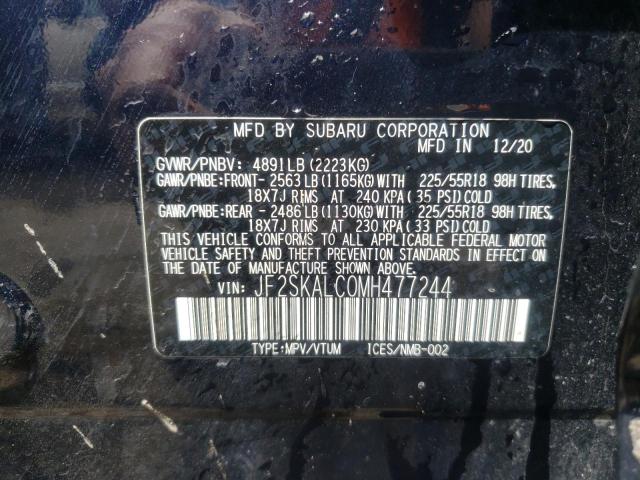 Photo 10 from auction – 2021 SUBARU FORESTER S with VIN JF2SKALC0MH477244