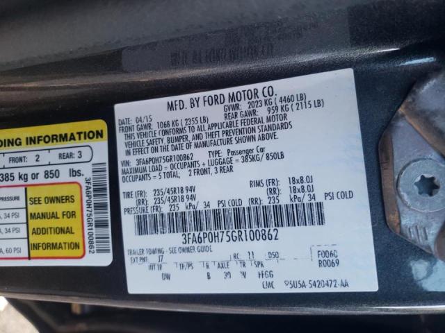 Photo 10 from auction – 2016 FORD FUSION SE with VIN 3FA6P0H75GR100862