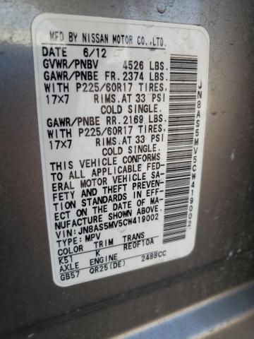 Photo 10 from auction – 2012 NISSAN ROGUE S with VIN JN8AS5MV5CW419002