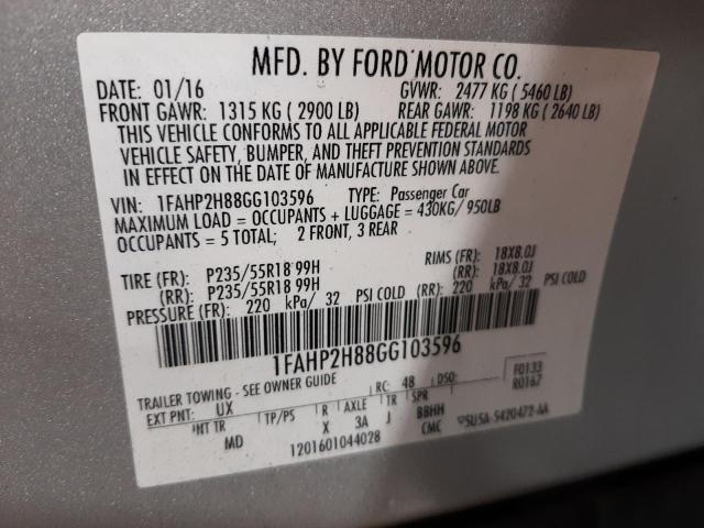 Photo 10 from auction – 2016 FORD TAURUS SEL with VIN 1FAHP2H88GG103596