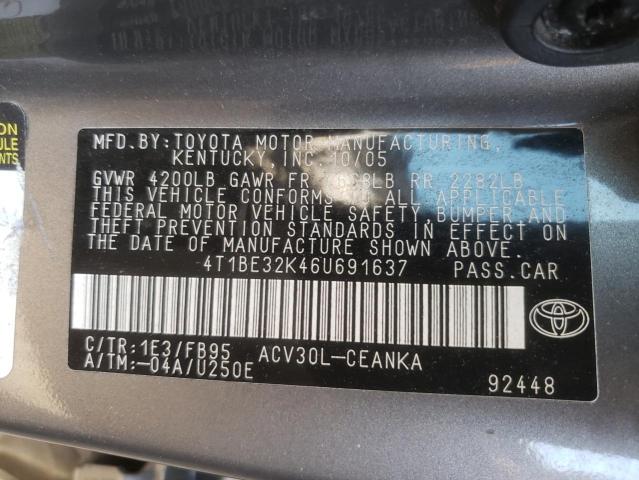 Photo 10 from auction – 2006 TOYOTA CAMRY LE with VIN 4T1BE32K46U691637