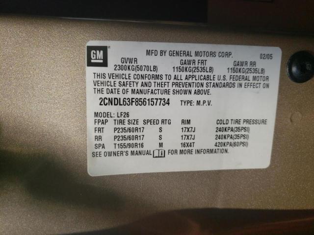 Photo 10 from auction – 2005 CHEVROLET EQUINOX LT with VIN 2CNDL63F856157734