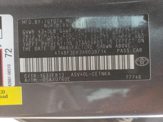 Photo 10 from auction – 2010 TOYOTA CAMRY BASE with VIN 4T4BF3EK3AR039714