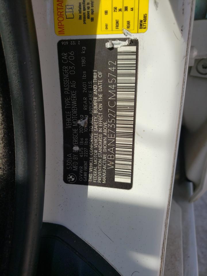 Photo 10 from auction – 2007 BMW 530 I with VIN WBANE73527CM45742