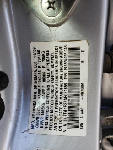 Photo 10 from auction – 2010 HONDA CIVIC VP with VIN 19XFA1F37AE021659