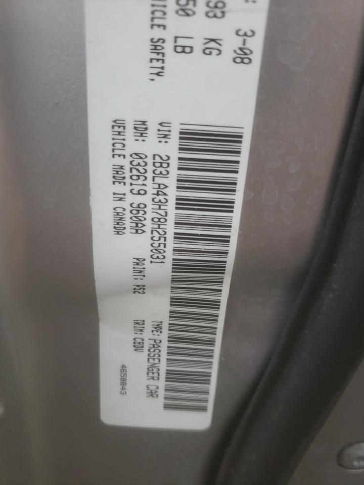 Photo 10 from auction – 2008 DODGE CHARGER with VIN 2B3LA43H78H255031