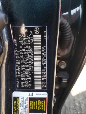 Photo 10 from auction – 2012 TOYOTA CAMRY with VIN 4T1BF1FK4CU201012