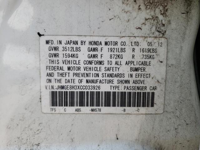 Photo 10 from auction – 2012 HONDA FIT with VIN JHMGE8H3XCC033926