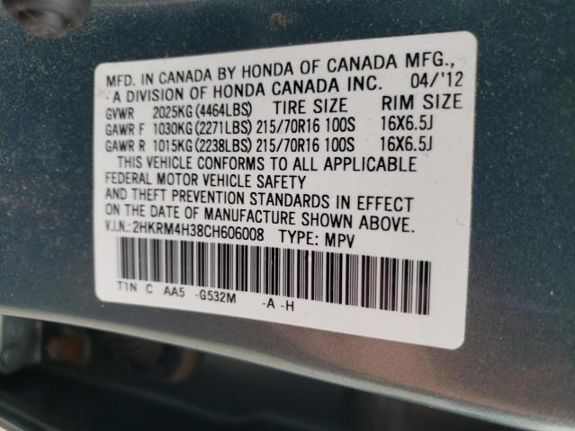 Photo 10 from auction – 2012 HONDA CR-V LX with VIN 2HKRM4H38CH606008