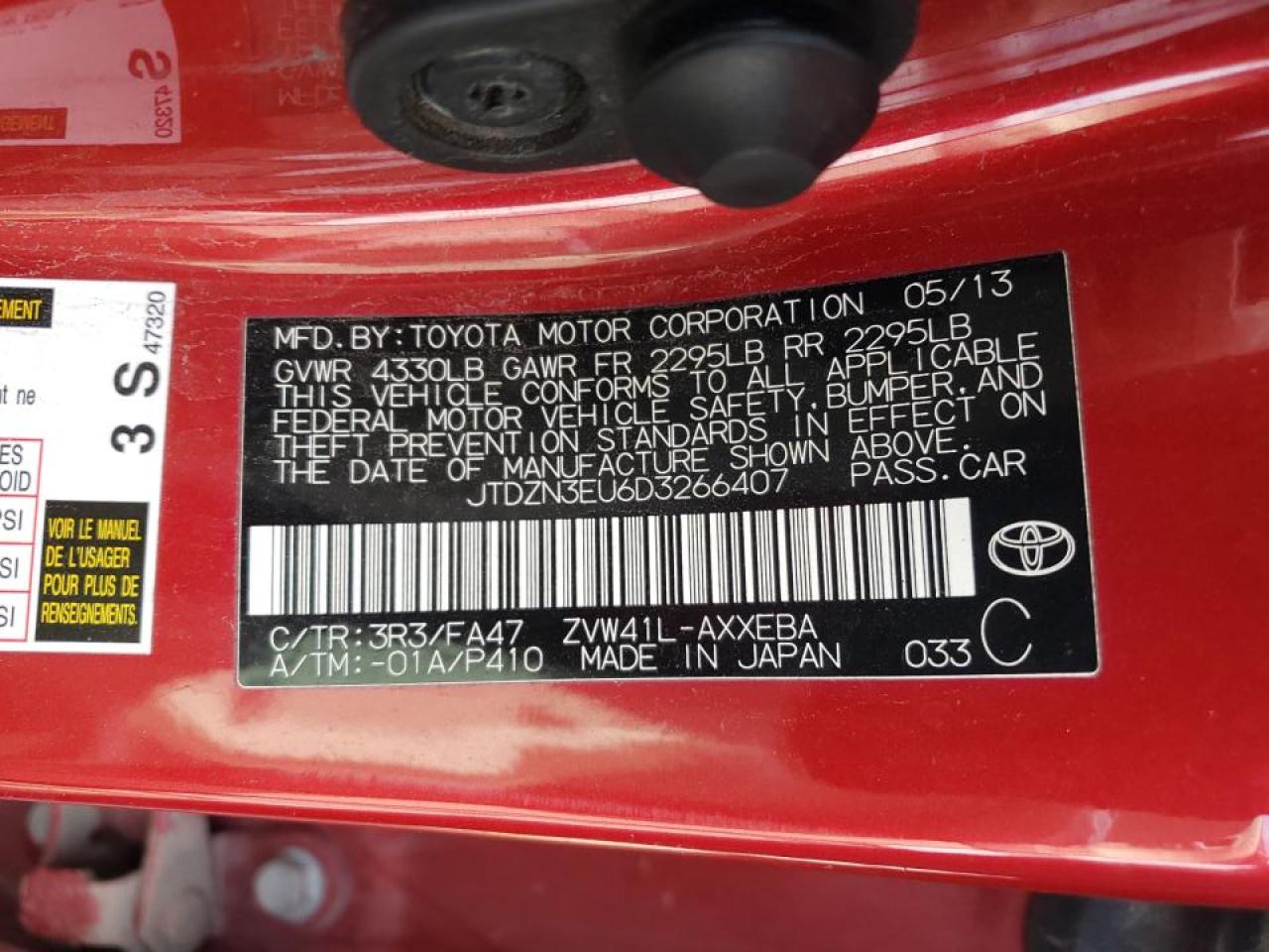 Photo 10 from auction – 2013 TOYOTA PRIUS V with VIN JTDZN3EU6D3266407