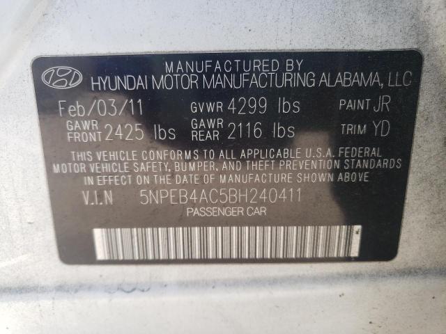 Photo 10 from auction – 2011 HYUNDAI SONATA GLS with VIN 5NPEB4AC5BH240411