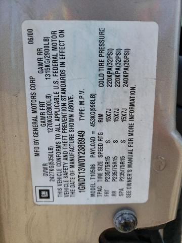 Photo 10 from auction – 2000 CHEVROLET BLAZER with VIN 1GNDT13W0Y2388949