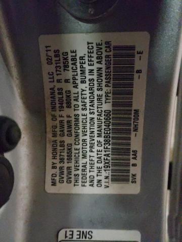 Photo 10 from auction – 2011 HONDA CIVIC VP with VIN 19XFA1F38BE040660