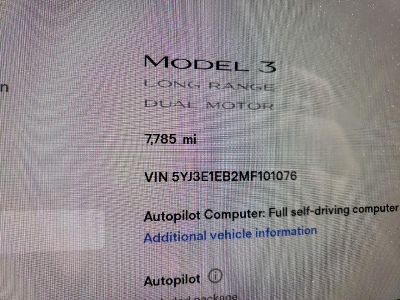 Photo 8 from auction – 2021 TESLA MODEL 3 with VIN 5YJ3E1EB2MF101076