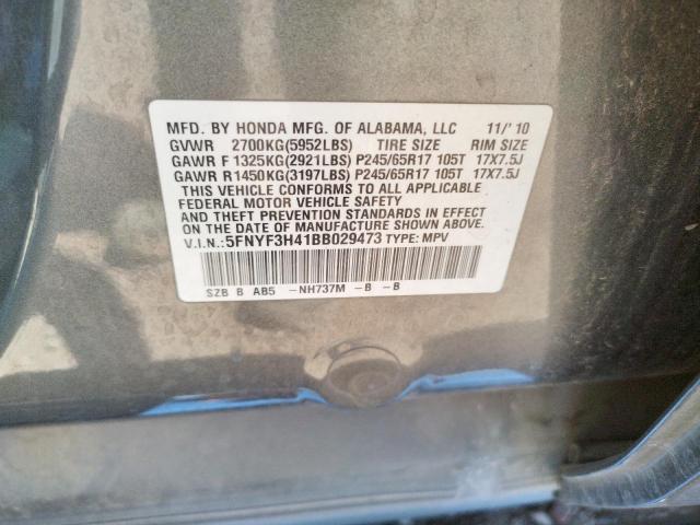 Photo 10 from auction – 2011 HONDA PILOT EX with VIN 5FNYF3H41BB029473