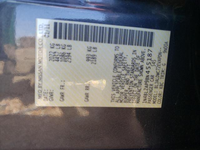 Photo 10 from auction – 2011 NISSAN ALTIMA SR with VIN 1N4BL2AP9BN455187