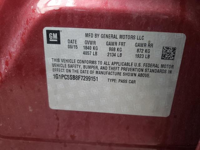 Photo 10 from auction – 2015 CHEVROLET CRUZE LT with VIN 1G1PC5SB8F7299151