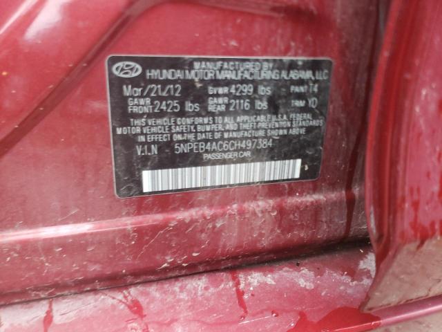 Photo 10 from auction – 2012 HYUNDAI SONATA GLS with VIN 5NPEB4AC6CH497384
