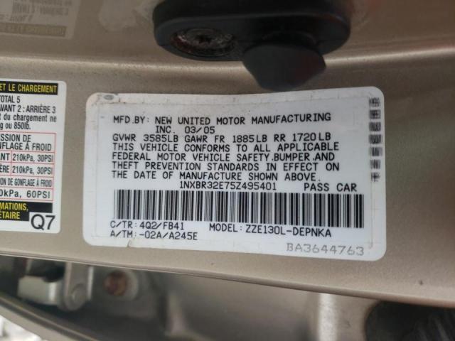 Photo 10 from auction – 2005 TOYOTA COROLLA CE with VIN 1NXBR32E75Z495401