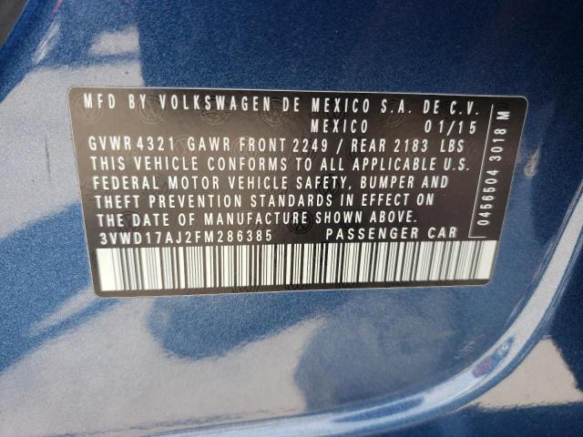 Photo 10 from auction – 2015 VOLKSWAGEN JETTA SE with VIN 3VWD17AJ2FM286385