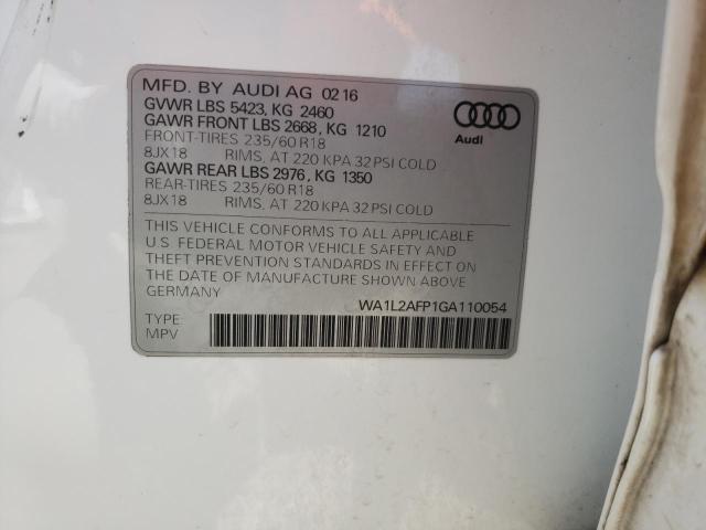 Photo 10 from auction – 2016 AUDI Q5 PREMIUM with VIN WA1L2AFP1GA110054
