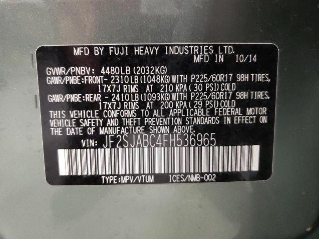 Photo 10 from auction – 2015 SUBARU FORESTER 2 with VIN JF2SJABC4FH536965
