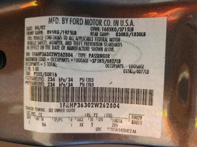 Photo 10 from auction – 2002 FORD FOCUS SE with VIN 1FAHP36302W262804