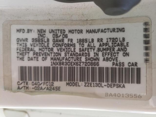 Photo 10 from auction – 2006 TOYOTA COROLLA with VIN 1NXBR30EX6Z720866
