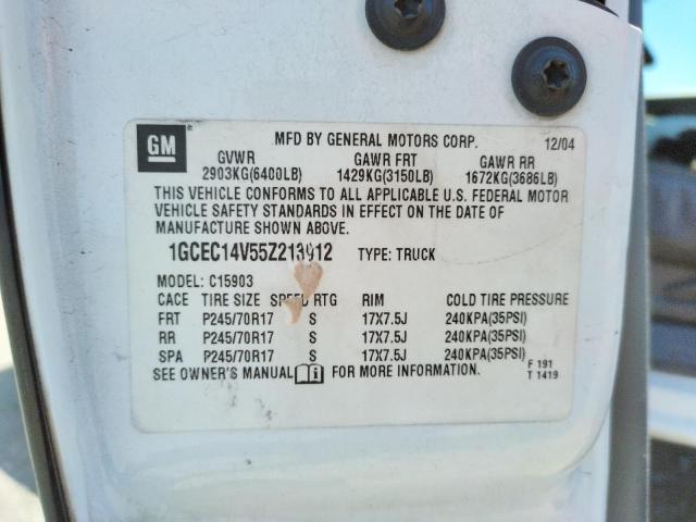 Photo 10 from auction – 2005 CHEVROLET SILVERADO with VIN 1GCEC14V55Z213912