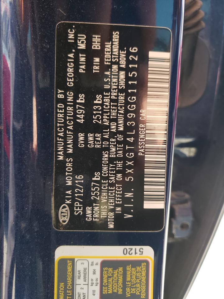 Photo 10 from auction – 2016 KIA OPTIMA LX with VIN 5XXGT4L39GG115126