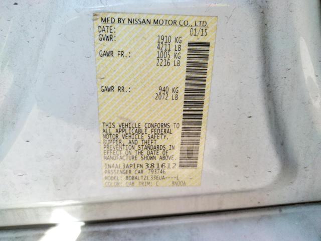 Photo 10 from auction – 2015 NISSAN ALTIMA 2.5 with VIN 1N4AL3AP1FN381612