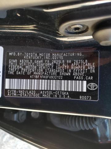 Photo 10 from auction – 2015 TOYOTA CAMRY LE with VIN 4T1BF1FK0FU932122