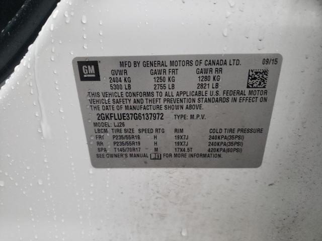 Photo 10 from auction – 2016 GMC TERRAIN SL with VIN 2GKFLUE37G6137972