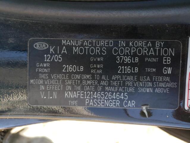 Photo 10 from auction – 2006 KIA SPECTRA LX with VIN KNAFE121465264645