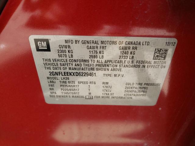 Photo 10 from auction – 2013 CHEVROLET EQUINOX LT with VIN 2GNFLEEKXD6229461