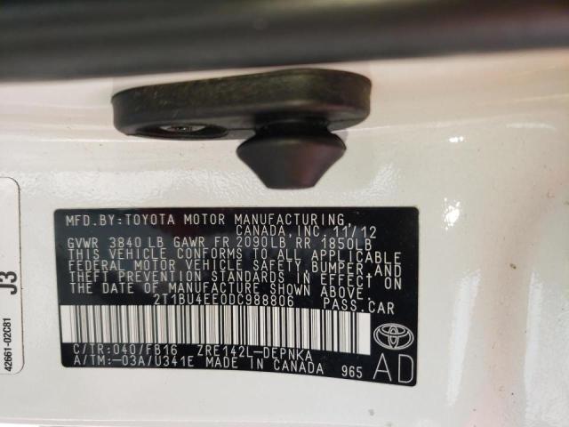 Photo 10 from auction – 2013 TOYOTA COROLA with VIN 2T1BU4EE0DC988806