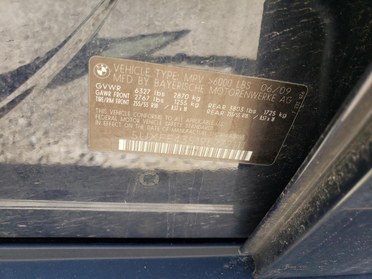 Photo 10 from auction – 2009 BMW X5 XDRIVE3 with VIN 5UXFE43519L272111