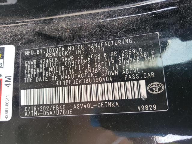 Photo 10 from auction – 2011 TOYOTA CAMRY with VIN 4T1BF3EK3BU190404