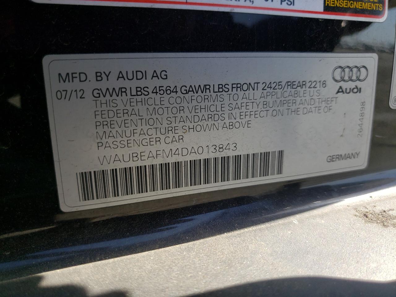 صورة رقم 10 من المزاد - 2013 AUDI A3 PREMIUM مع VIN WAUBEAFM4DA013843