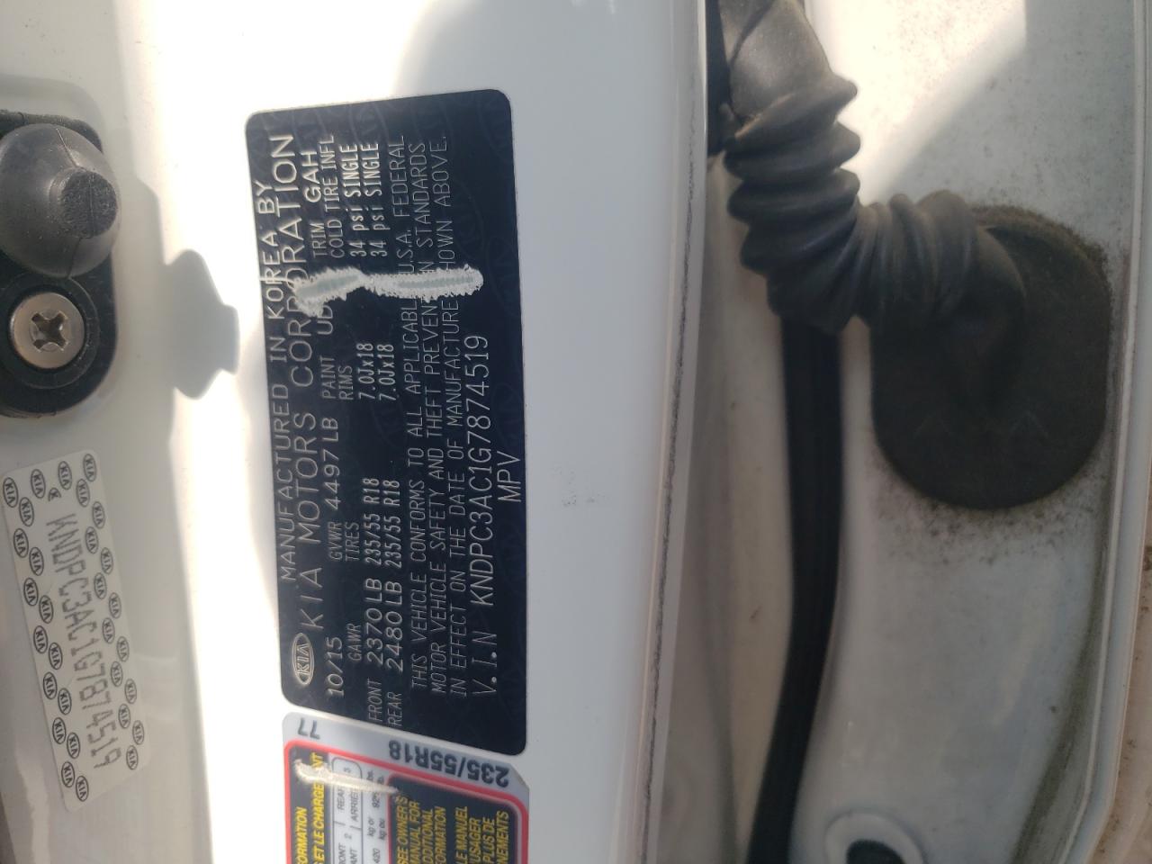 Фото 10 с аукциона – 2016 KIA SPORTAGE E с VIN KNDPC3AC1G7874519