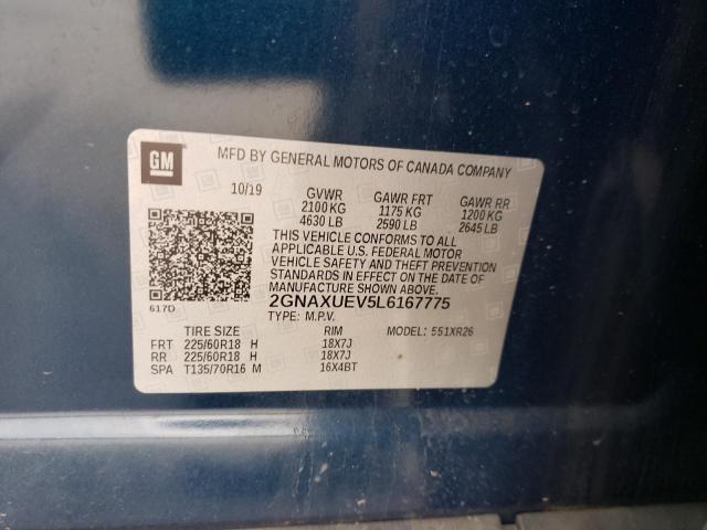 Photo 10 from auction – 2020 CHEVROLET EQUINOX LT with VIN 2GNAXUEV5L6167775