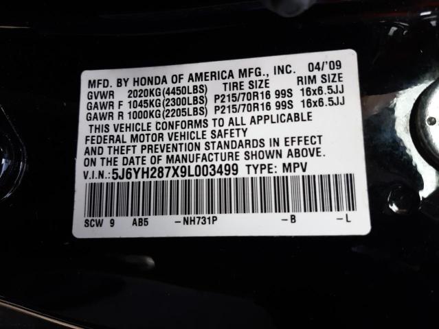 Photo 10 from auction – 2009 HONDA ELEMENT EX with VIN 5J6YH287X9L003499