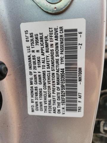 Photo 10 from auction – 2015 HONDA CIVIC LX with VIN 19XFB2F59FE039544