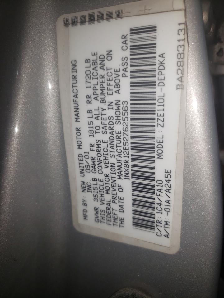 Photo 10 from auction – 2002 TOYOTA COROLLA CE with VIN 1NXBR12E52Z625563