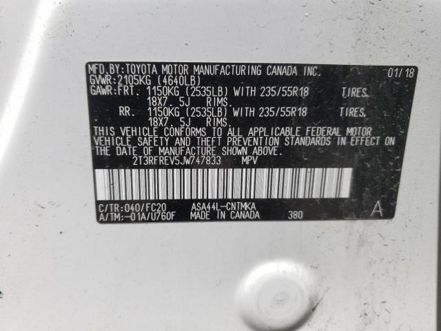 Photo 10 from auction – 2018 TOYOTA RAV4 ADVEN with VIN 2T3RFREV5JW747833