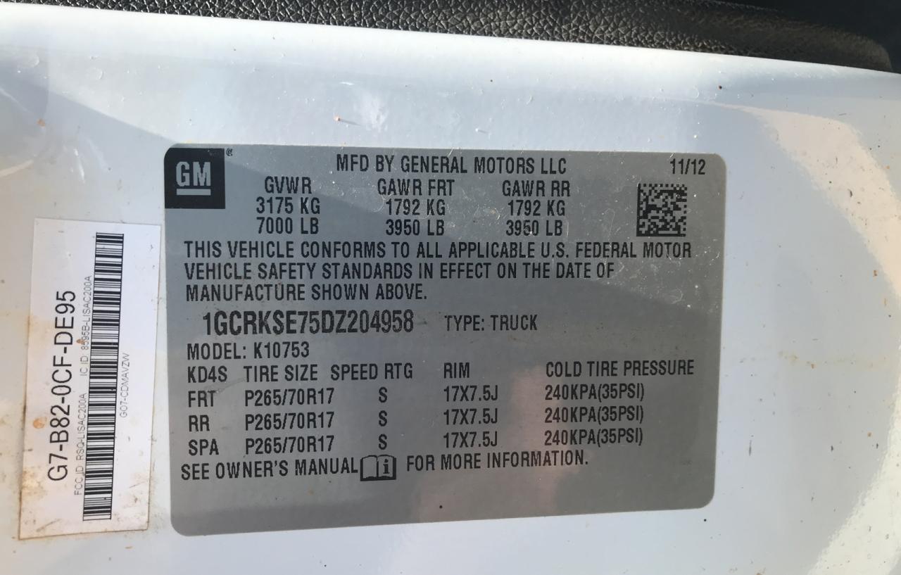Photo 10 from auction – 2013 CHEVROLET SILVERADO with VIN 1GCRKSE75DZ204958