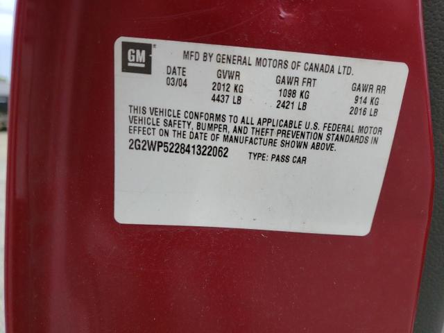 Photo 10 from auction – 2004 PONTIAC GRAND PRIX with VIN 2G2WP522841322062
