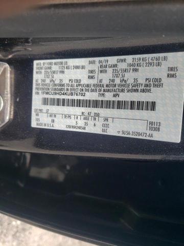 Photo 10 from auction – 2019 FORD ESCAPE SEL with VIN 1FMCU9HD4KUB76702