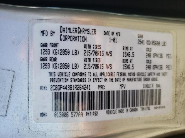 Photo 10 from auction – 2001 CHRYSLER TOWN & COU with VIN 2C8GP44381R264241