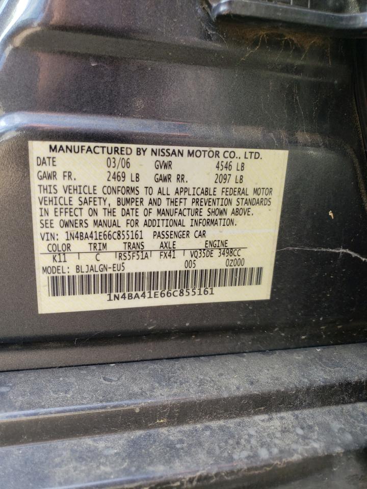 Photo 10 from auction – 2006 NISSAN MAXIMA SE with VIN 1N4BA41E66C855161